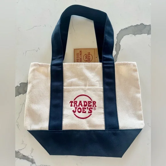 Trader Joe's Mini Canvas Tote Bag NWT - Picture 5 of 7